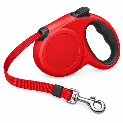 Illustration of a red retractable dog leash